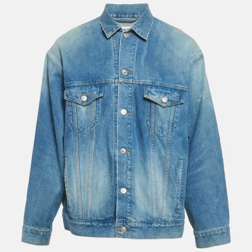 Unifit BB Spray Paint Denim Oversized Jacket M - Balenciaga - Modalova