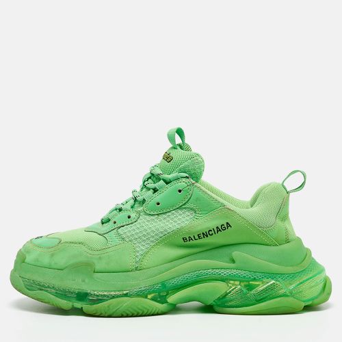 Faux Leather and Mesh Triple S Clear Sole Lace Up Sneakers Size 43 - Balenciaga - Modalova