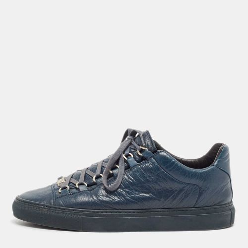 Balenciaga Navy Blue Leather Arena Lace Up Sneakers Size 42 - Balenciaga - Modalova