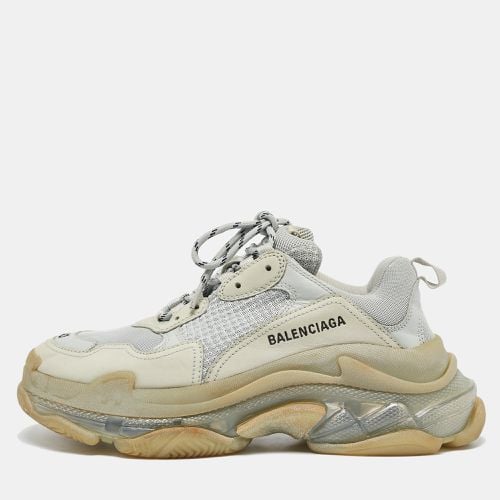 Balenciaga Grey Mesh and Nubuck Leather Triple S Clear Lace Up Sneakers Size 40 - Balenciaga - Modalova