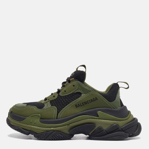 Balenciaga Green/Black Leather and Mesh Triple S Sneakers Size 39 - Balenciaga - Modalova