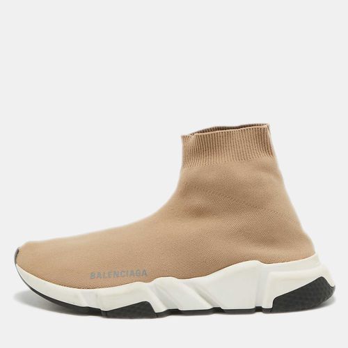 Balenciaga Beige Knit Fabric Speed Trainer High Top Sneakers Size 40 - Balenciaga - Modalova