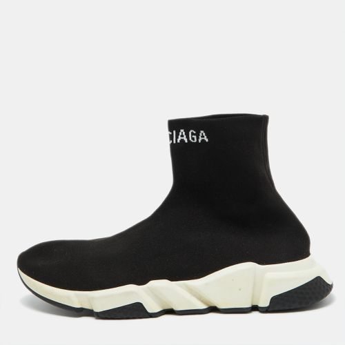 Balenciaga Black Knit Fabric Speed Trainer Slip on High Top Sneakers Size 47 - Balenciaga - Modalova