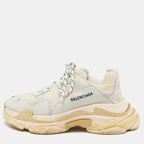 Balenciaga Grey Faux Leather and Mesh Triple S Low Top Sneakers Size 44 - Balenciaga - Modalova