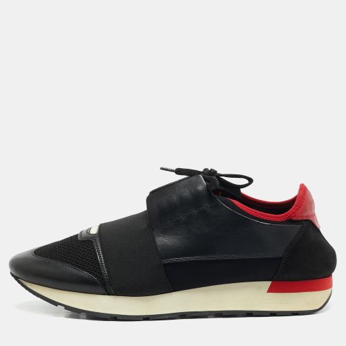 Balenciaga Black/Red Leather and Mesh Race Runner Low Top Sneakers Size 42 - Balenciaga - Modalova