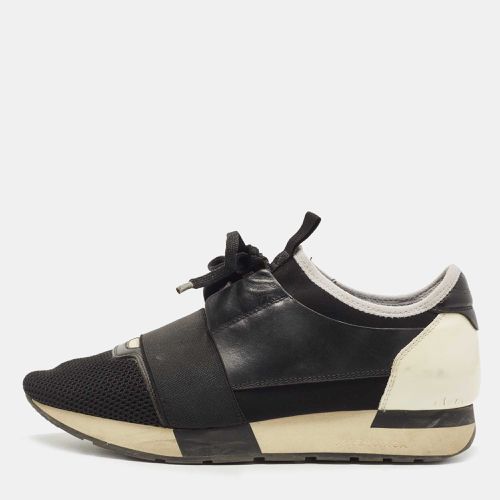 Balenciaga Black/White Leather,Mesh and Patent Race Runner Sneakers Size 39 - Balenciaga - Modalova