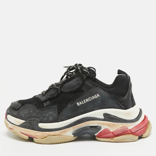 Balenciaga Black Faux Leather and Mesh Distressed Triple S Sneakers Size 43 - Balenciaga - Modalova