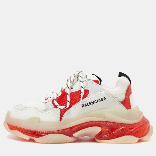 Red Leather and Mesh Triple S Clear Sole Sneakers Size 41 - Balenciaga - Modalova