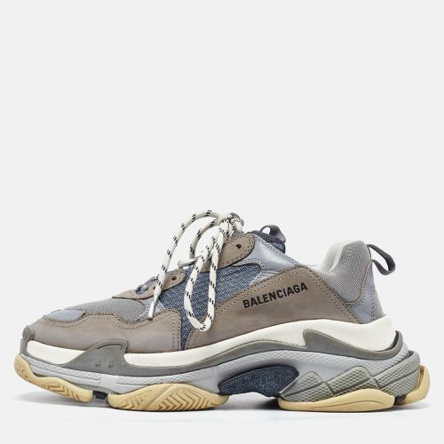 Balenciaga Grey Nubuck Leather and Mesh Triple S Low Top Sneakers Size 42 - Balenciaga - Modalova