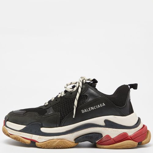 Balenciaga Black Faux Leather and Mesh Triple S Low Top Sneakers Size 42 - Balenciaga - Modalova