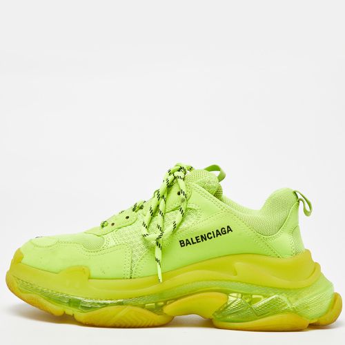 Balenciaga Neon Green Faux Leather and Mesh Triple S Clear Sole Low Top Sneakers Size 42 - Balenciaga - Modalova