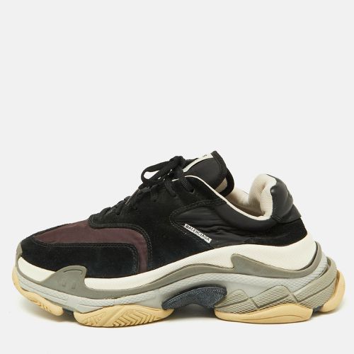 Balenciaga Black/Burgundy Suede and Nylon Triple S Sneakers Size 42 - Balenciaga - Modalova