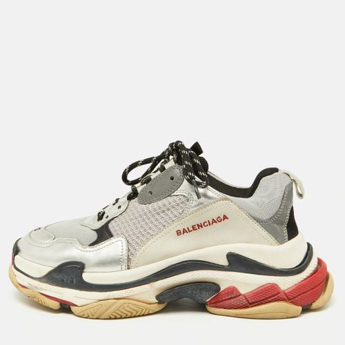 Balenciaga Silver Mesh and Faux Leather Triple S Lace Up Sneakers Size 42 - Balenciaga - Modalova