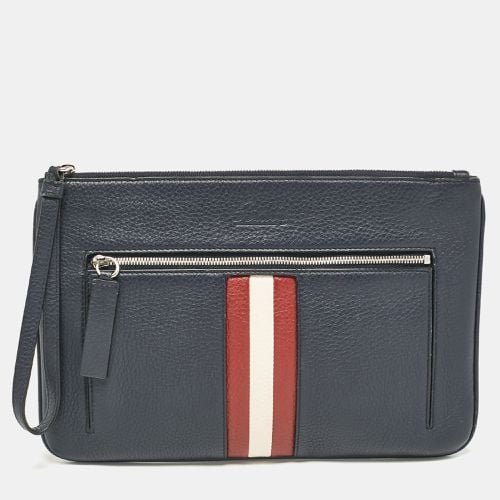 Bally Navy Blue Leather Wristlet Zip Pouch - Bally - Modalova