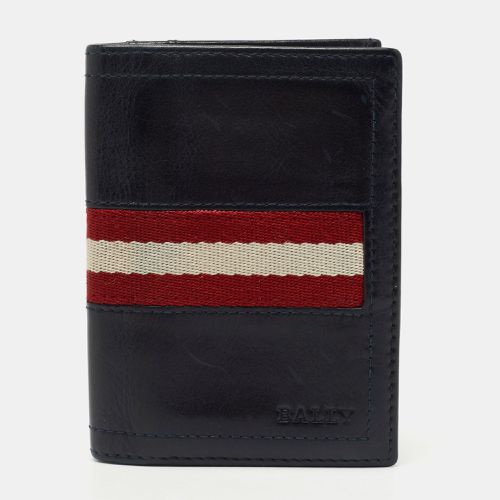 Bally Navy Blue Leather and Canvas Web Bifold Card Case - Bally - Modalova