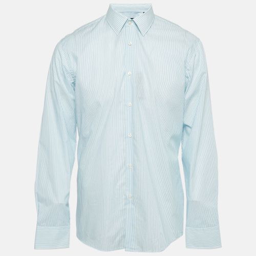 Boss by Hugo Boss Blue Striped Cotton Regular Fit Shirt L - Boss By Hugo Boss - Modalova