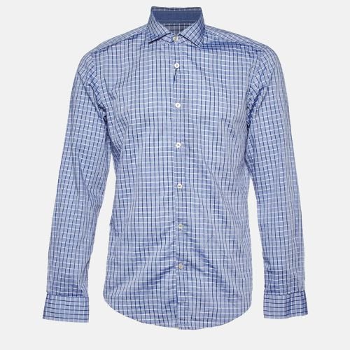 Boss By Hugo Boss Blue Checked Cotton Button Front Shirt M - Boss By Hugo Boss - Modalova