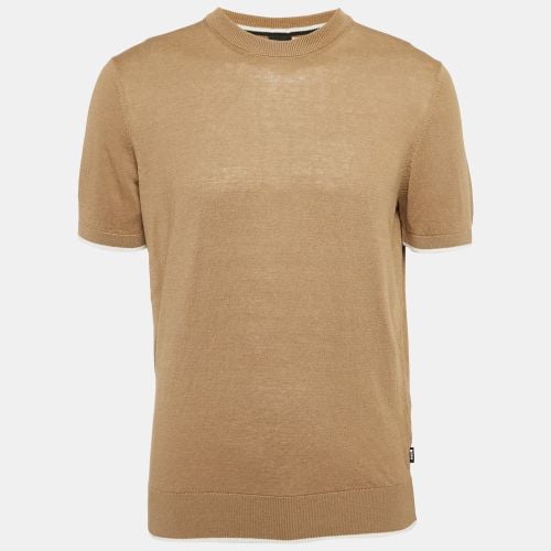 Boss By Hugo Boss Brown Linen Blend Knit Crew Neck T-Shirt S - Boss By Hugo Boss - Modalova