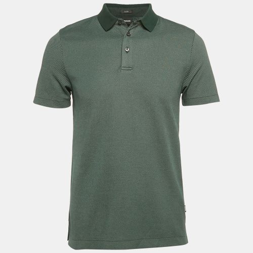 Boss By Hugo Boss Green Patterned Cotton Slim Fit Polo T-Shirt S - Boss By Hugo Boss - Modalova