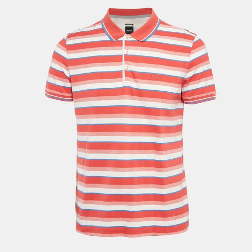 Boss By Hugo Boss Red Stripe Pima Cotton Regular Fit Polo L - Boss By Hugo Boss - Modalova