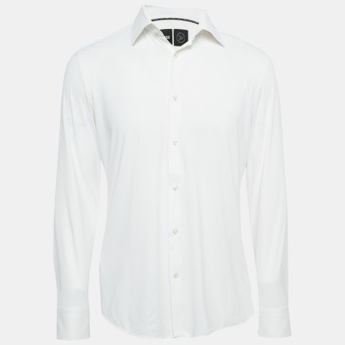 Boss by Hugo Boss White Jersey Button Front Shirt M - Boss By Hugo Boss - Modalova