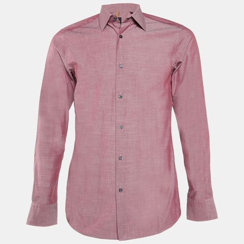 Boss By Hugo Boss Maroon Cotton Slim Fit Long Sleeve Shirt S - Boss By Hugo Boss - Modalova