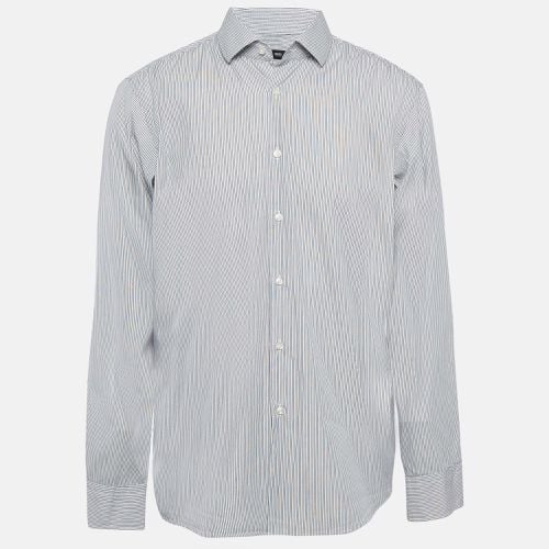 Boss By Hugo Boss Blue Pinstripe Cotton Button Up Shirt XXL - Boss By Hugo Boss - Modalova