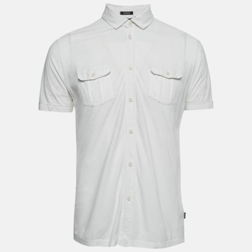 Boss By Hugo Boss White Cotton Knit Button Front Lapra Shirt L - Boss By Hugo Boss - Modalova