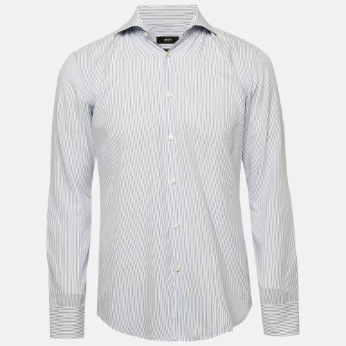 Boss By Hugo Boss Blue Striped Cotton Slim Fit Shirt M - Boss By Hugo Boss - Modalova