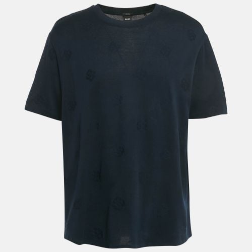 Boss By Hugo Boss Navy Blue Logo Patterned Cotton Knit C-Thompson T-Shirt XXXL - Boss By Hugo Boss - Modalova