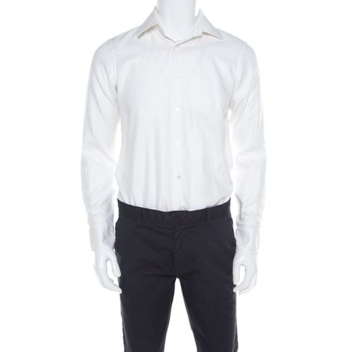 Hugo by Hugo Boss White Herringbone Long Sleeve Regular Fit Shirt S - Boss By Hugo Boss - Modalova