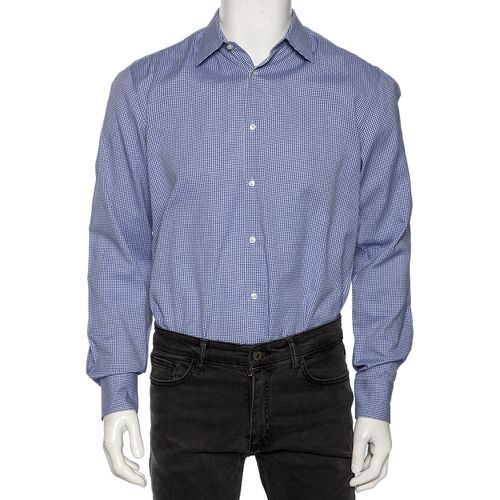 Boss By Hugo Boss Blue Check Cotton Button Front Slim Fit Shirt M - Boss By Hugo Boss - Modalova