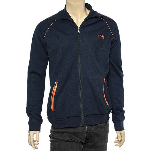 Boss By Hugo Boss Navy Blue Knit Zip Front Track Jacket M - Boss By Hugo Boss - Modalova