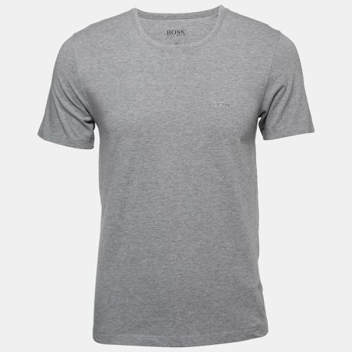 Boss By Hugo Boss Grey Cotton Logo Embroidered T-Shirt M - Boss By Hugo Boss - Modalova