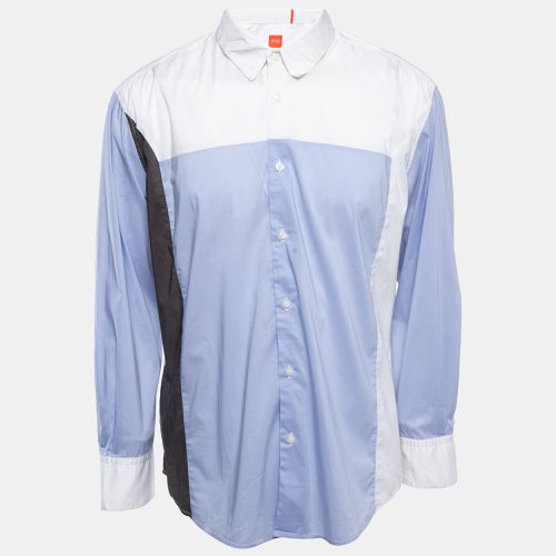 Boss Orange By Hugo Boss White/Blue Cotton Blend Button Front Full Sleeve Shirt XXL - Boss By Hugo Boss - Modalova