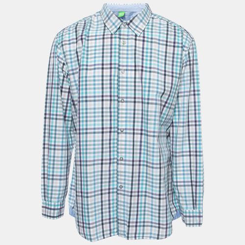 Boss By Hugo Boss Blue Checked Cotton Button Front Full Sleeve Shirt 3XL - Boss By Hugo Boss - Modalova