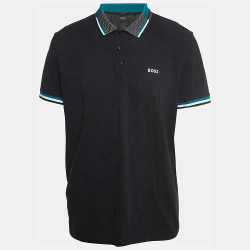 Boss By Hugo Boss Black Cotton Contrast Detail Polo T-Shirt XXL - Boss By Hugo Boss - Modalova