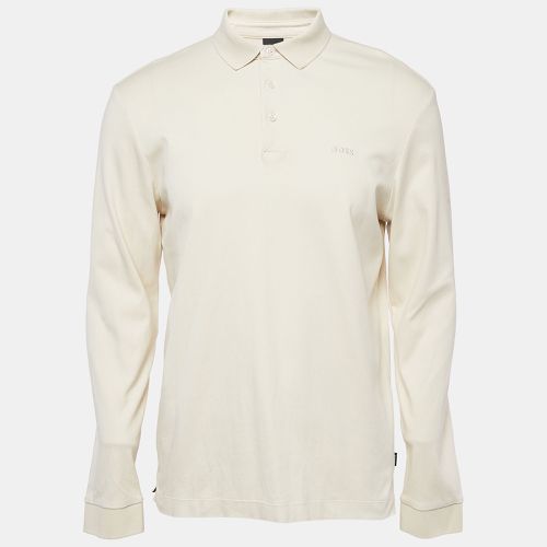 Boss By Hugo Boss Cream Cotton Knit Long Sleeve Polo T-Shirt L - Boss By Hugo Boss - Modalova