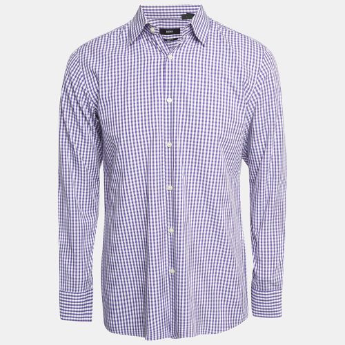 Boss By Hugo Boss Purple Gingham Check Cotton Sharp Fit Shirt M - Boss By Hugo Boss - Modalova