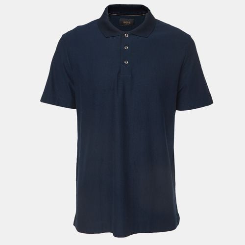 Boss By Hugo Boss Navy Blue Textured Jersey Polo T-Shirt XXL - Boss By Hugo Boss - Modalova