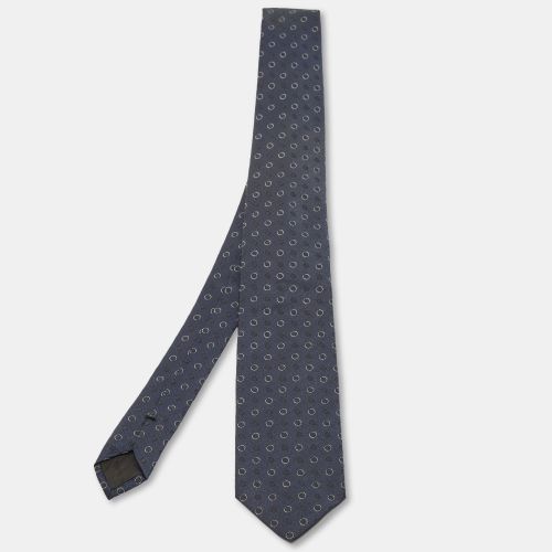 Boss By Hugo Boss Navy Blue Circle Jacquard Silk Tie - Boss By Hugo Boss - Modalova