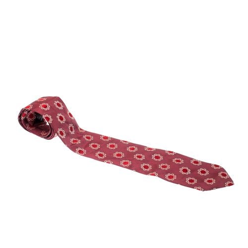 Boss By Hugo Boss Mauve Pink and Red Floral Embroidered Silk Jacquard Tie - Boss By Hugo Boss - Modalova