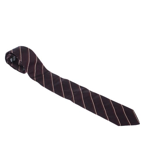 Boss By Hugo Boss Bordeaux Red Diagonal Stripes Silk Jacquard Classic Tie - Boss By Hugo Boss - Modalova