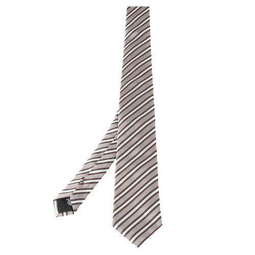 Boss By Hugo Boss White Diagonal Striped Silk Tie - Boss By Hugo Boss - Modalova