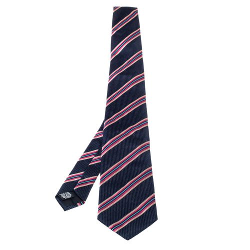 Boss By Hugo Boss Blue & Pink Striped Silk Tie - Boss By Hugo Boss - Modalova