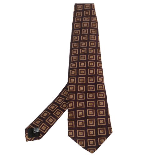 Boss By Hugo Boss Burgundy Square Patterned Silk Jacquard Traditional Tie - Boss By Hugo Boss - Modalova