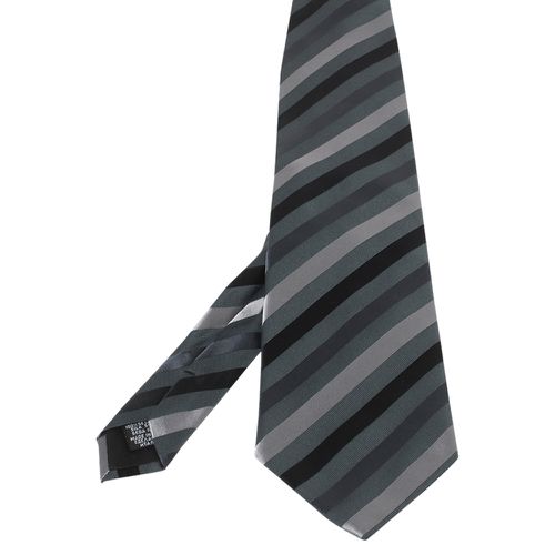 Boss By Hugo Boss Dark Grey Diagonal Striped Silk Tie - Boss By Hugo Boss - Modalova