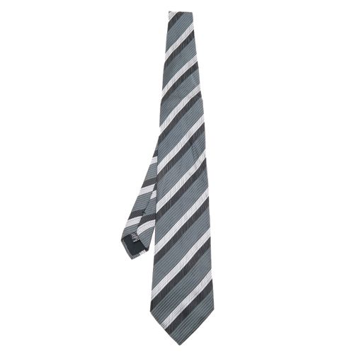 Boss By Hugo Boss Grey Striped Silk Jacquard Tie - Boss By Hugo Boss - Modalova