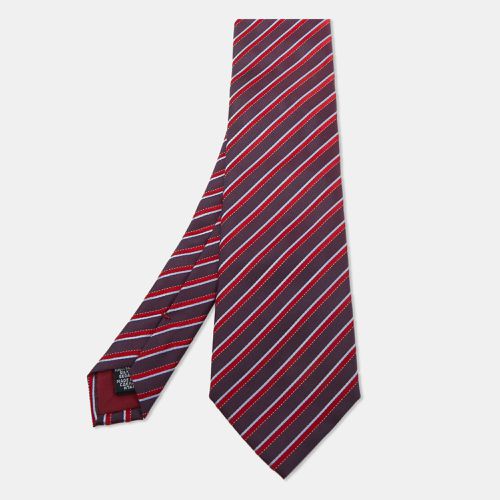 Boss By Hugo Boss Burgundy Diagonal Striped Silk Tie - Boss By Hugo Boss - Modalova