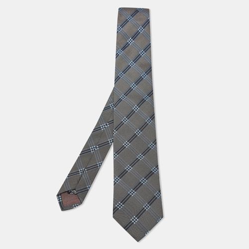 Boss By Hugo Boss Grey/Blue Checked Silk Tie - Boss By Hugo Boss - Modalova